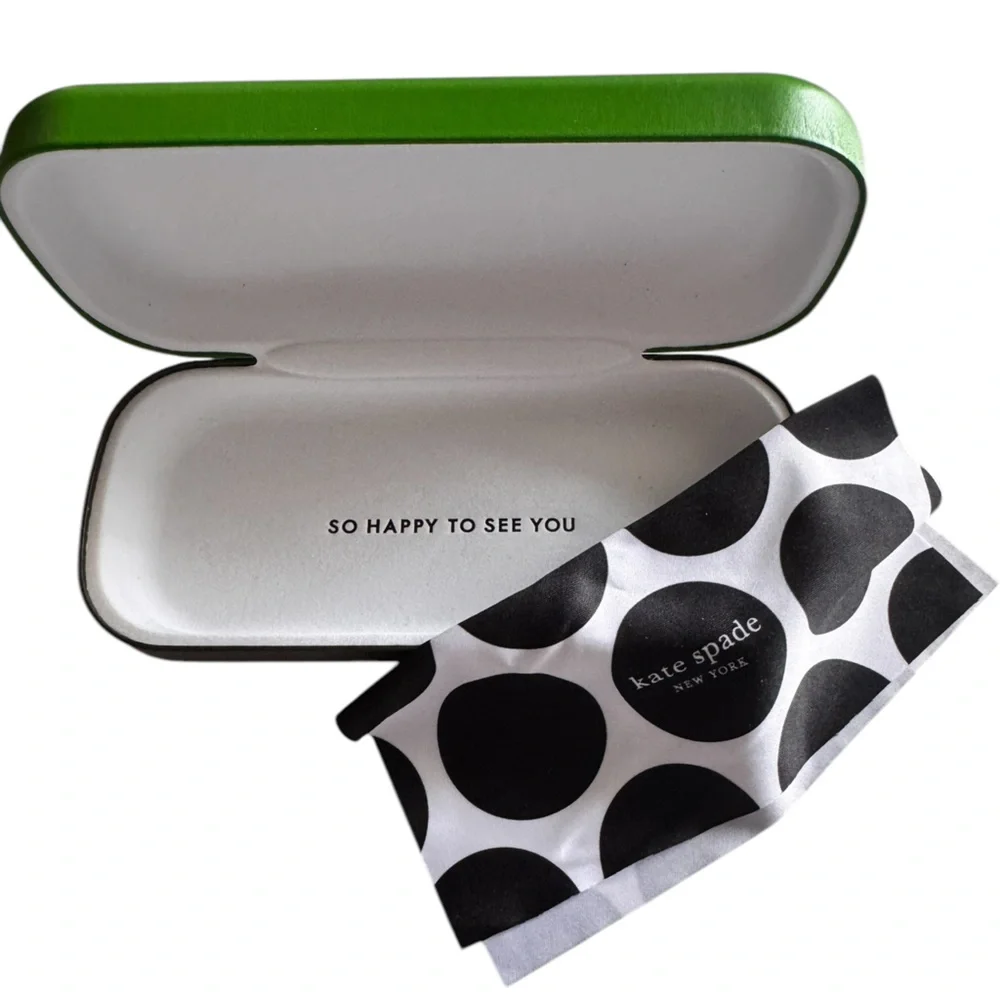 Kate Spade Hard Shell Green Eyeglass Case with Cleaning Cloth